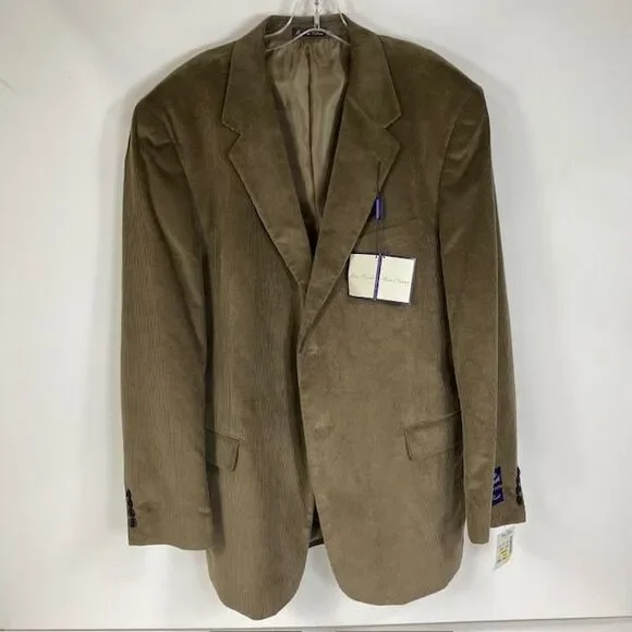 Alan Flusser Luxurious Plush Corduroy Sport Coat Blazer Tan Cotton Jacket 46L - Picture 1 of 11